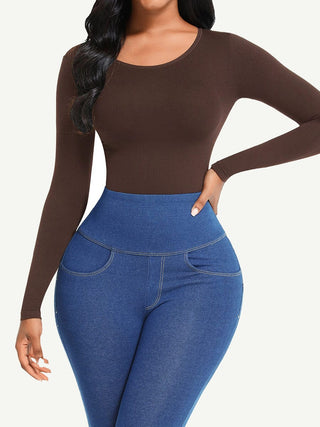 Daisy Seamless Bodysuit Long Sleeve Slim Corset Shapewear Bodysuit