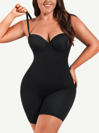 Back Smoothing Underwire Cup Push Up Bra Strapless Shortie Bodysuit