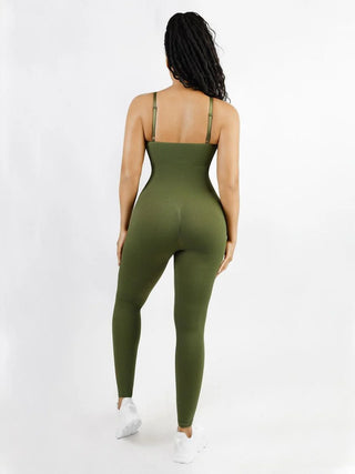 High Stretchy Seamless Sling Tummy Control Jumpsuit Removable cup pads