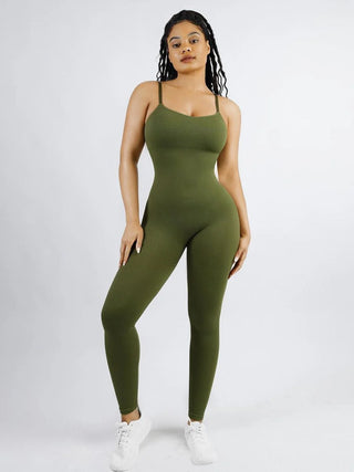 High Stretchy Seamless Sling Tummy Control Jumpsuit Removable cup pads