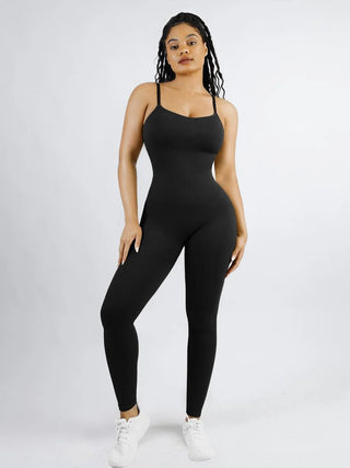 High Stretchy Seamless Sling Tummy Control Jumpsuit Removable cup pads