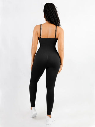 High Stretchy Seamless Sling Tummy Control Jumpsuit Removable cup pads