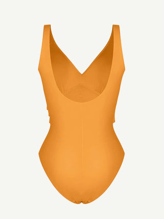 One-piece Swimsuit Built-in Elastic Mesh in the Abdomen With Removable Cups