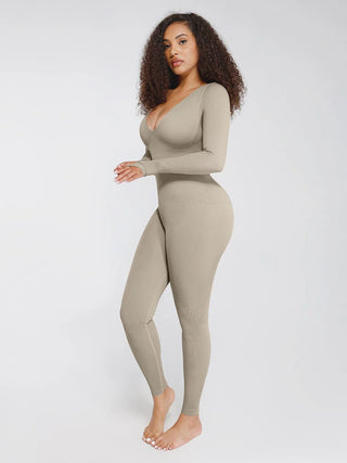 Seamless Deep V Tummy Control Waist Cinching Catsuit