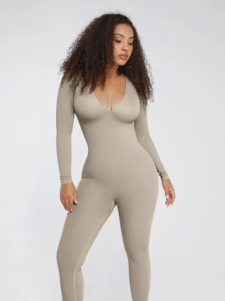 Seamless Deep V Tummy Control Waist Cinching Catsuit