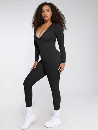 Seamless Deep V Tummy Control Waist Cinching Catsuit