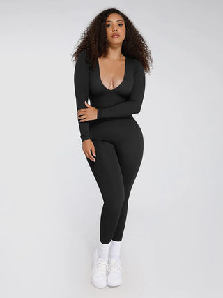 Seamless Deep V Tummy Control Waist Cinching Catsuit