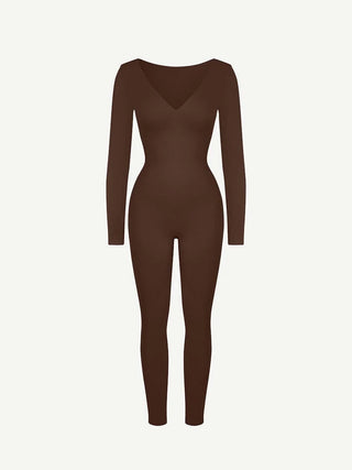 Seamless Deep V Tummy Control Waist Cinching Catsuit