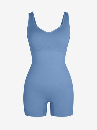 Miranda Seamless Ribbed V-Neck Athleisure Jumpsuit