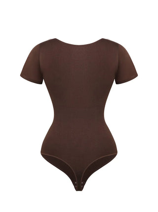 Seamless One-Piece Short-Sleeved Thong Bodysuit