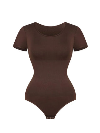 Seamless One-Piece Short-Sleeved Thong Bodysuit