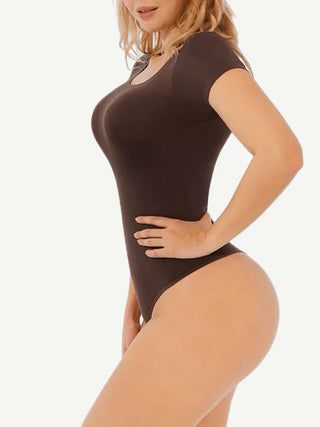 Seamless One-Piece Short-Sleeved Thong Bodysuit