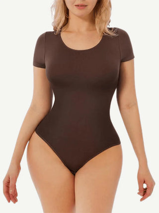 Seamless One-Piece Short-Sleeved Thong Bodysuit