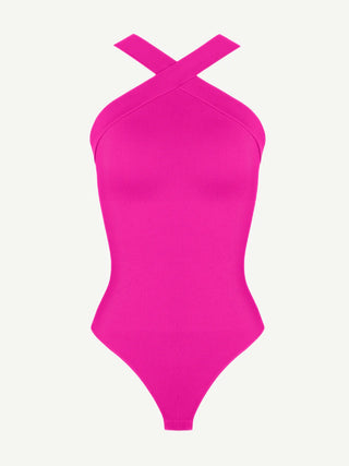 Seamless Crossover Halter Thong Bodysuit