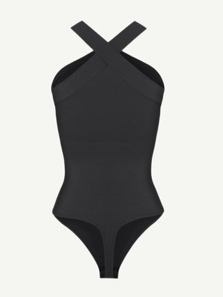 Seamless Crossover Halter Thong Bodysuit