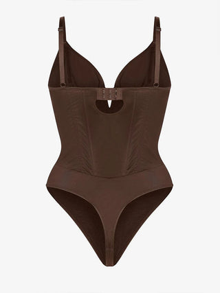 Camila Deep V-Neck Thong Shapewear Bodysuit