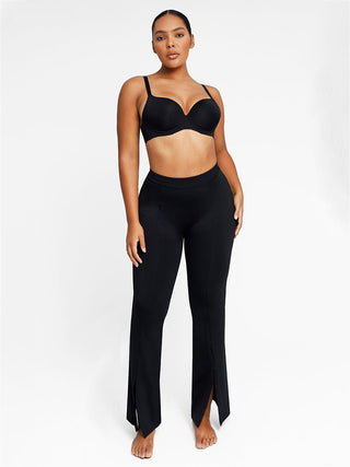 Georgina High-waisted Abdominal Control Front Slit Flare Legging